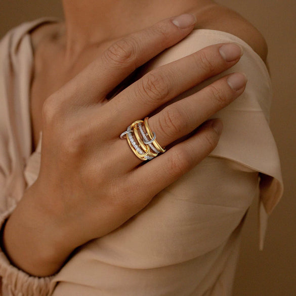 Wholesale Rings Copper Geometric Style Three Rings Electroplated Unisex