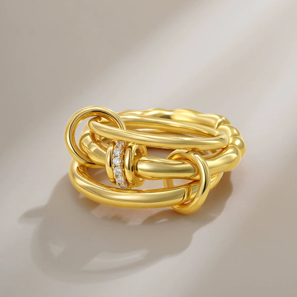 Wholesale Rings Copper Geometric Style Three Rings Electroplated Unisex