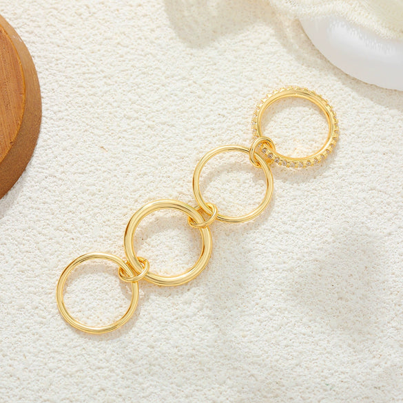 Wholesale Rings Copper Geometric Style Three Rings Electroplated Unisex