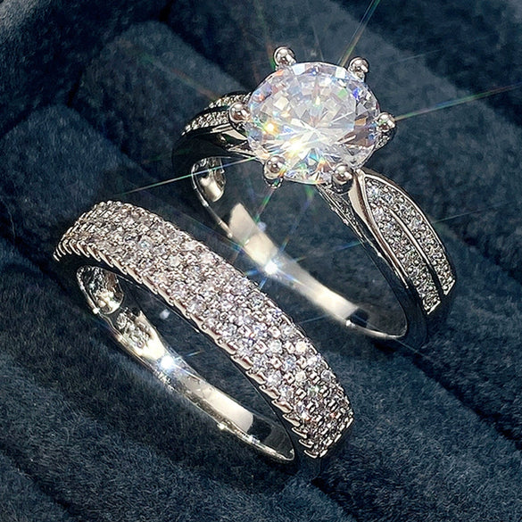 Wholesale Rings Copper Geometric Style Zircon For Couples