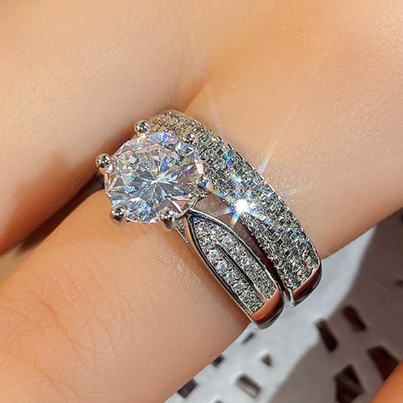 Wholesale Rings Copper Geometric Style Zircon For Couples