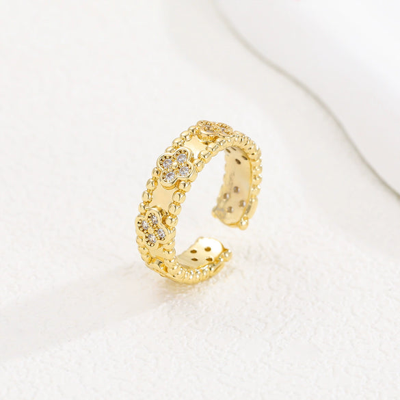 Wholesale Rings Copper Inlaid With Zircon Geometric Personality Couple Style