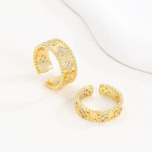 Wholesale Rings Copper Inlaid With Zircon Geometric Personality Couple Style