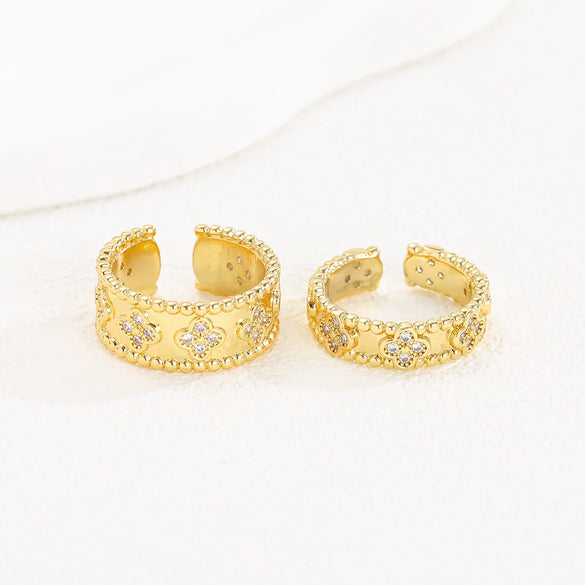 Wholesale Rings Copper Inlaid With Zircon Geometric Personality Couple Style