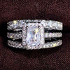 Wholesale Rings Copper Light Luxury Geometric Zircon Design Three Set For Women