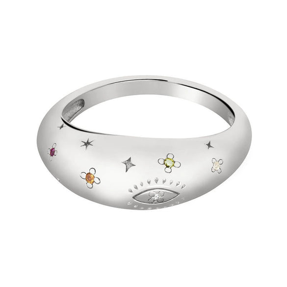 Wholesale Rings Copper Microinlaid Zircon Star And Moon Design Unisex Electroplated Jewelry