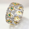 Wholesale Rings Retro Palace Style Twotone Copper Flower Hollow Lace Inlaid Zircon Star And Moon Design For Women