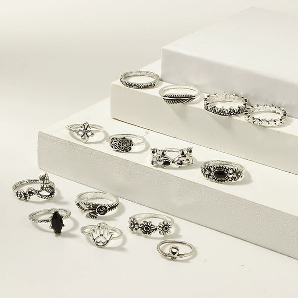 Wholesale Rings Retro Style Alloy With Elephant Leaves Flowers Pattern Electroplated For Women