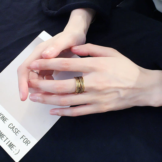 Wholesale Rings Retro Style Copper Hemp Rope Winding Geometric Electroplating Unisex