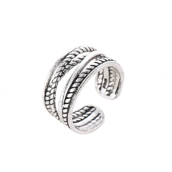 Wholesale Rings Retro Style Copper Hemp Rope Winding Geometric Electroplating Unisex