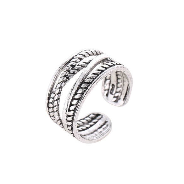 Wholesale Rings Retro Style Copper Hemp Rope Winding Geometric Electroplating Unisex