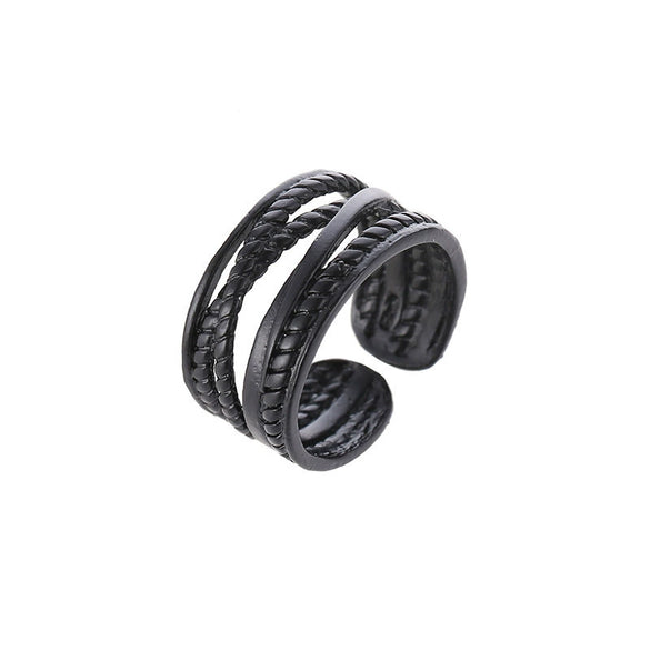 Wholesale Rings Retro Style Copper Hemp Rope Winding Geometric Electroplating Unisex