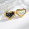 Wholesale Rings Stainless Steel Electroplated Heart Shape Blackwhite Oil Drop
