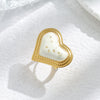 Wholesale Rings Stainless Steel Electroplated Heart Shape Blackwhite Oil Drop
