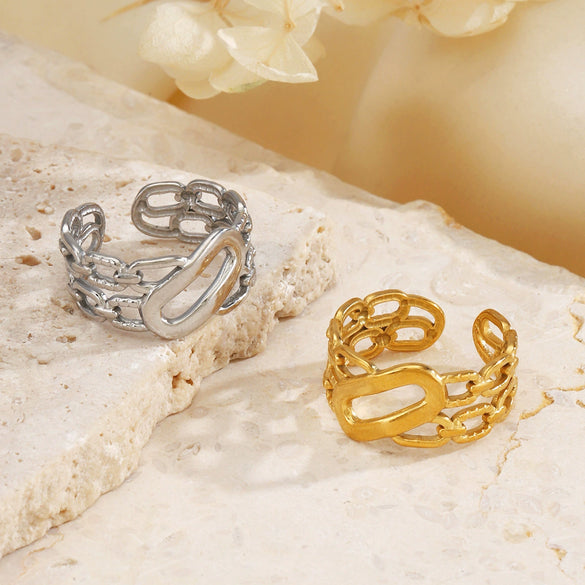 Wholesale Rings Stainless Steel Geometric Electroplated Oval For Women