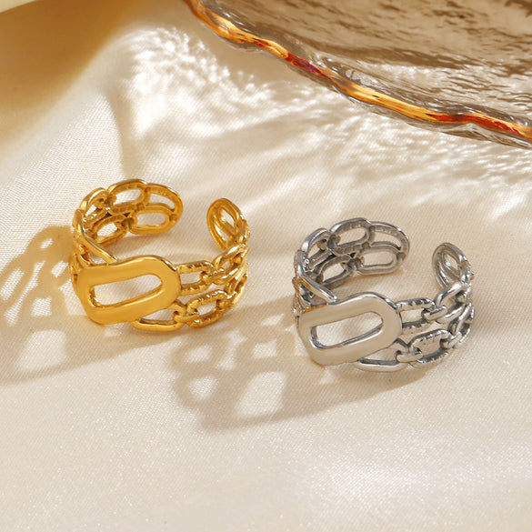 Wholesale Rings Stainless Steel Geometric Electroplated Oval For Women