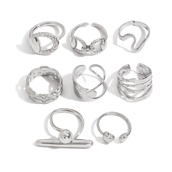Wholesale Rings Stainless Steel Geometric Style Electroplating Jewelry