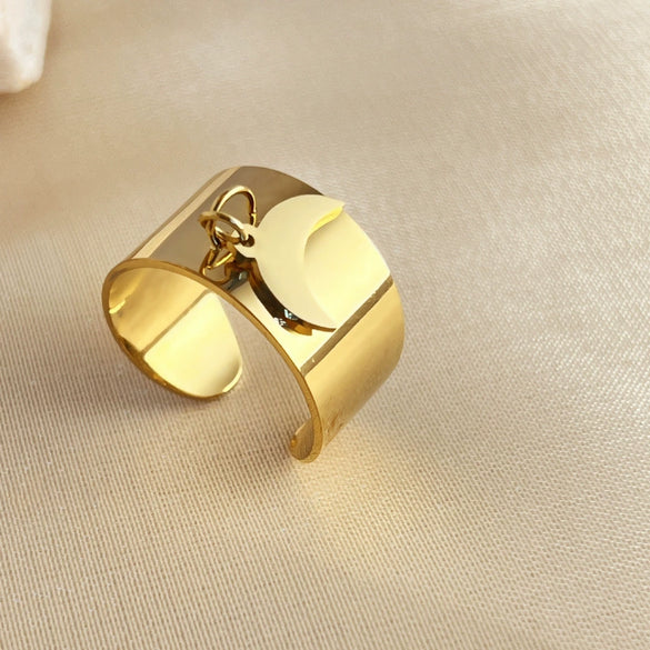 Wholesale Rings Stainless Steel Heart Geometric Natural Style Electroplating
