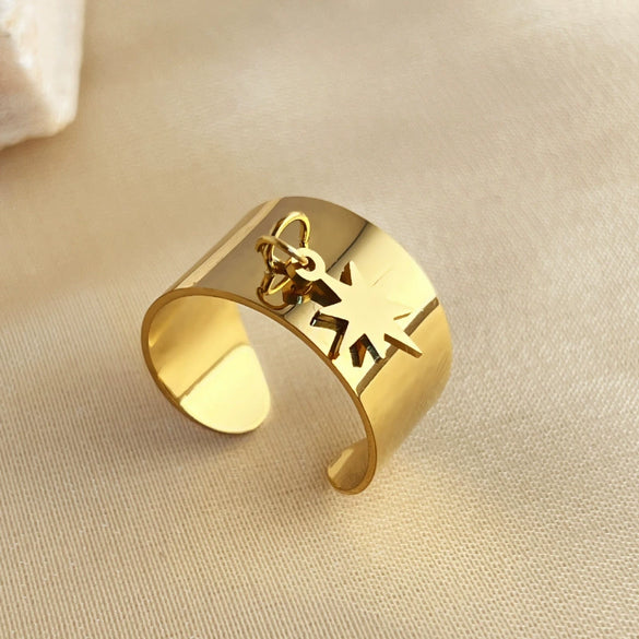 Wholesale Rings Stainless Steel Heart Geometric Natural Style Electroplating