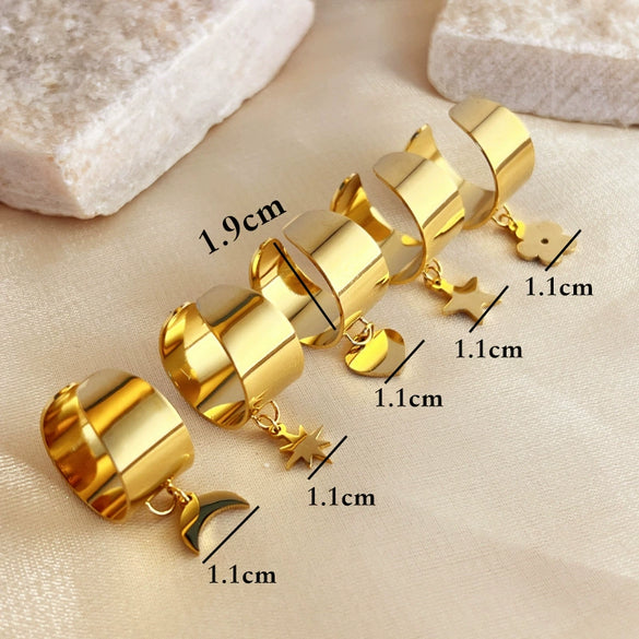 Wholesale Rings Stainless Steel Heart Geometric Natural Style Electroplating