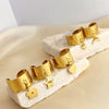 Wholesale Rings Stainless Steel Heart Geometric Natural Style Electroplating