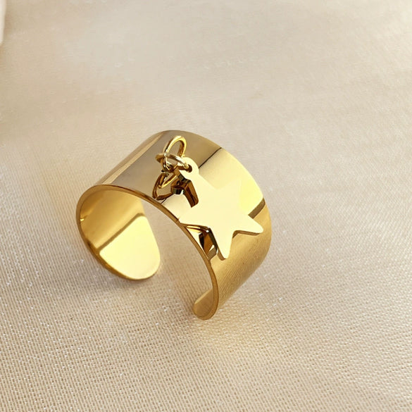 Wholesale Rings Stainless Steel Heart Geometric Natural Style Electroplating