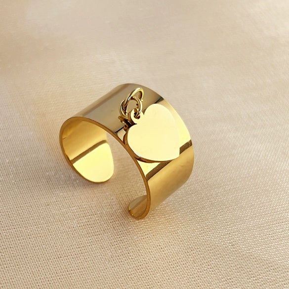 Wholesale Rings Stainless Steel Heart Geometric Natural Style Electroplating