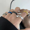 Wholesale Rings Stainless Steel Pearl Sand Rotating Rotatable Fashion Unisex Electroplated With Letters Numbers Text