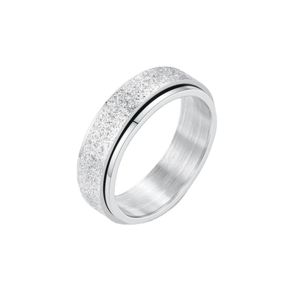 Wholesale Rings Stainless Steel Pearl Sand Rotating Rotatable Fashion Unisex Electroplated With Letters Numbers Text