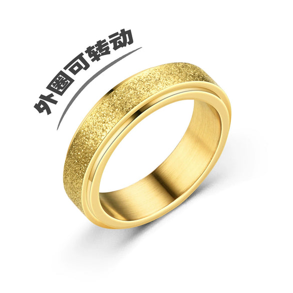 Wholesale Rings Stainless Steel Pearl Sand Rotating Rotatable Fashion Unisex Electroplated With Letters Numbers Text
