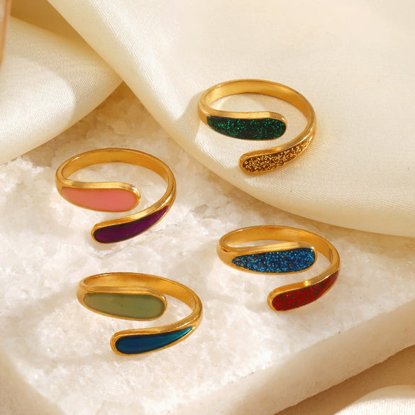 Wholesale Rings Stainless Steel Resin Geometric Electroplating Hiphop Retro Style For Women