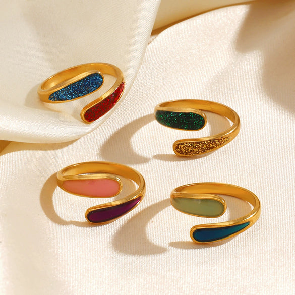 Wholesale Rings Stainless Steel Resin Geometric Electroplating Hiphop Retro Style For Women