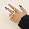 Wholesale Rings Titanium Steel Geometric Hollow Out Electroplated For Women