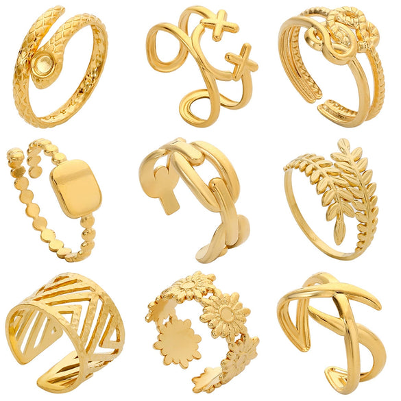 Wholesale Rings Titanium Steel Geometric Hollow Out Electroplated For Women