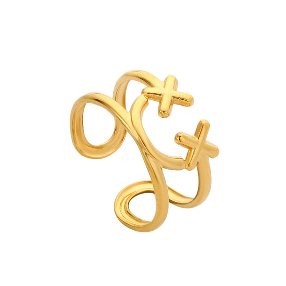 Wholesale Rings Titanium Steel Geometric Hollow Out Electroplated For Women