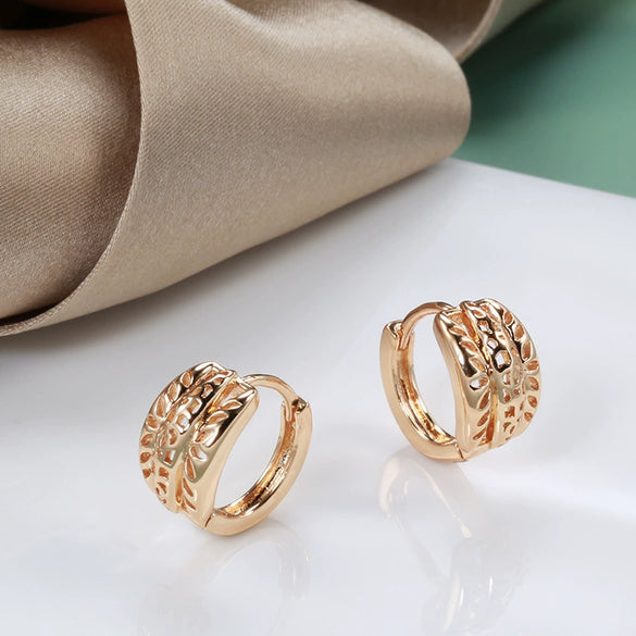 Wholesale Rose Gold Earrings For Women Simple And Personalized Hollow Flower Design Copper Material Geometric Pattern