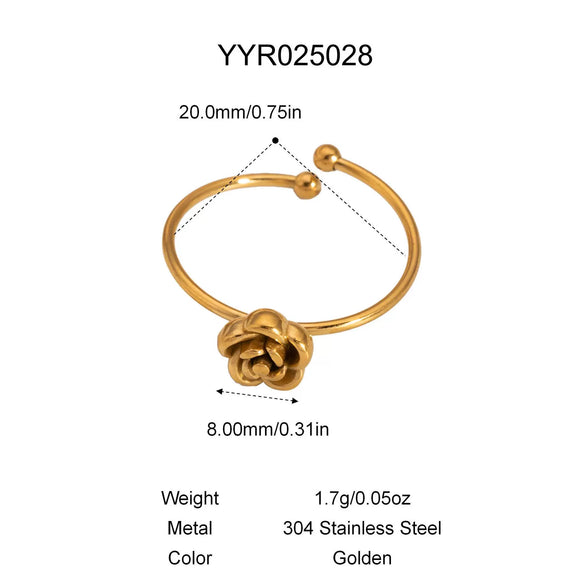 Wholesale Rose Pendant Necklace Earrings Ring Set In Stainless Steel With Minimalist Style And Pvd Furnace Vacuum Real Gold Plating For Women