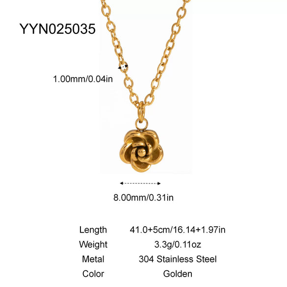Wholesale Rose Pendant Necklace Earrings Ring Set In Stainless Steel With Minimalist Style And Pvd Furnace Vacuum Real Gold Plating For Women