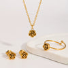 Wholesale Rose Pendant Necklace Earrings Ring Set In Stainless Steel With Minimalist Style And Pvd Furnace Vacuum Real Gold Plating For Women