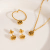 Wholesale Rose Pendant Necklace Earrings Ring Set In Stainless Steel With Minimalist Style And Pvd Furnace Vacuum Real Gold Plating For Women