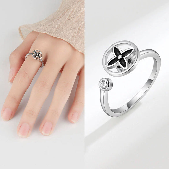 Wholesale Rotatable Antianxiety Decompression Ring Set Copper Geometric Electroplated For Women