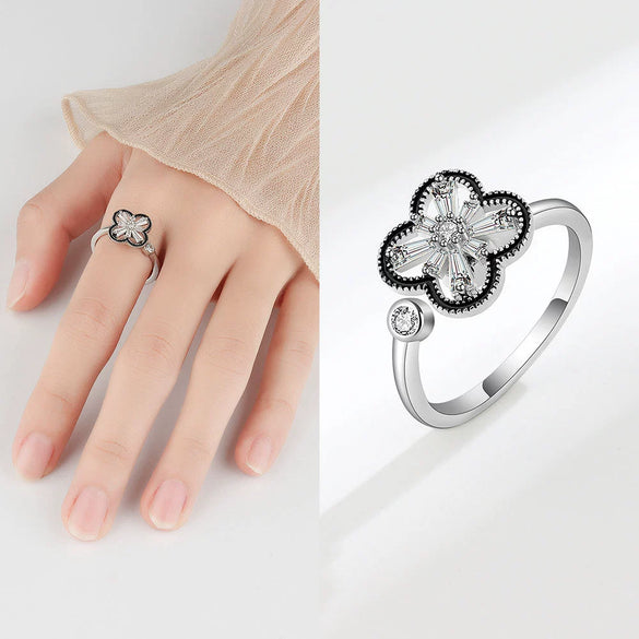 Wholesale Rotatable Antianxiety Decompression Ring Set Copper Geometric Electroplated For Women