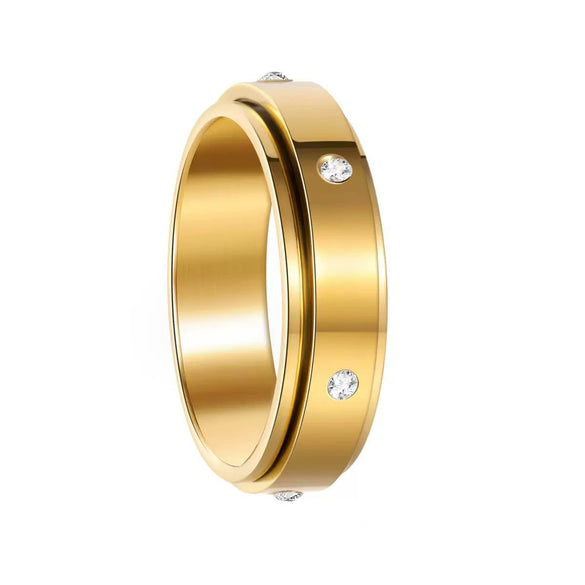 Wholesale Rotatable Antianxiety Decompression Ring Titanium Steel 18K Gold Plated Frosted Unisex Women