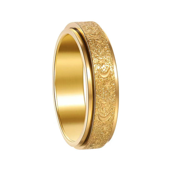 Wholesale Rotatable Antianxiety Decompression Ring Titanium Steel 18K Gold Plated Frosted Unisex Women