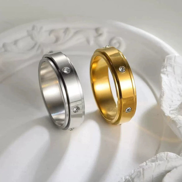 Wholesale Rotatable Antianxiety Decompression Ring Titanium Steel 18K Gold Plated Frosted Unisex Women