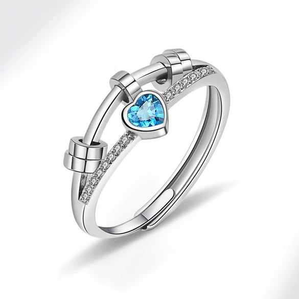 Wholesale Rotatable Decompression Antianxiety Doublelayer Line Personality Smart Zircon Ring For Women Copper Geometric Electroplated