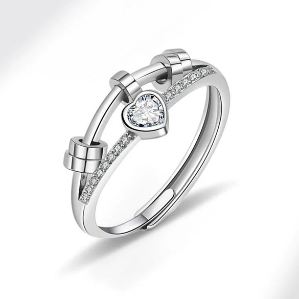 Wholesale Rotatable Decompression Antianxiety Doublelayer Line Personality Smart Zircon Ring For Women Copper Geometric Electroplated