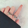 Wholesale Rotatable Decompression Antianxiety Doublelayer Line Personality Smart Zircon Ring For Women Copper Geometric Electroplated