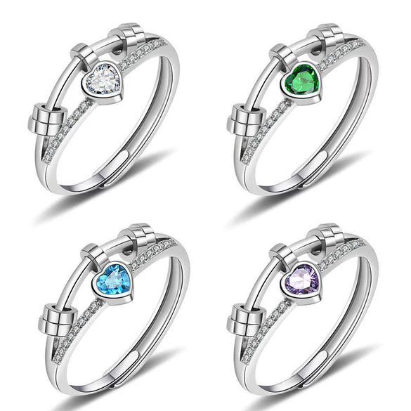 Wholesale Rotatable Decompression Antianxiety Doublelayer Line Personality Smart Zircon Ring For Women Copper Geometric Electroplated