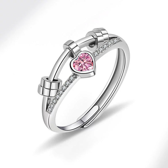 Wholesale Rotatable Decompression Antianxiety Doublelayer Line Personality Smart Zircon Ring For Women Copper Geometric Electroplated